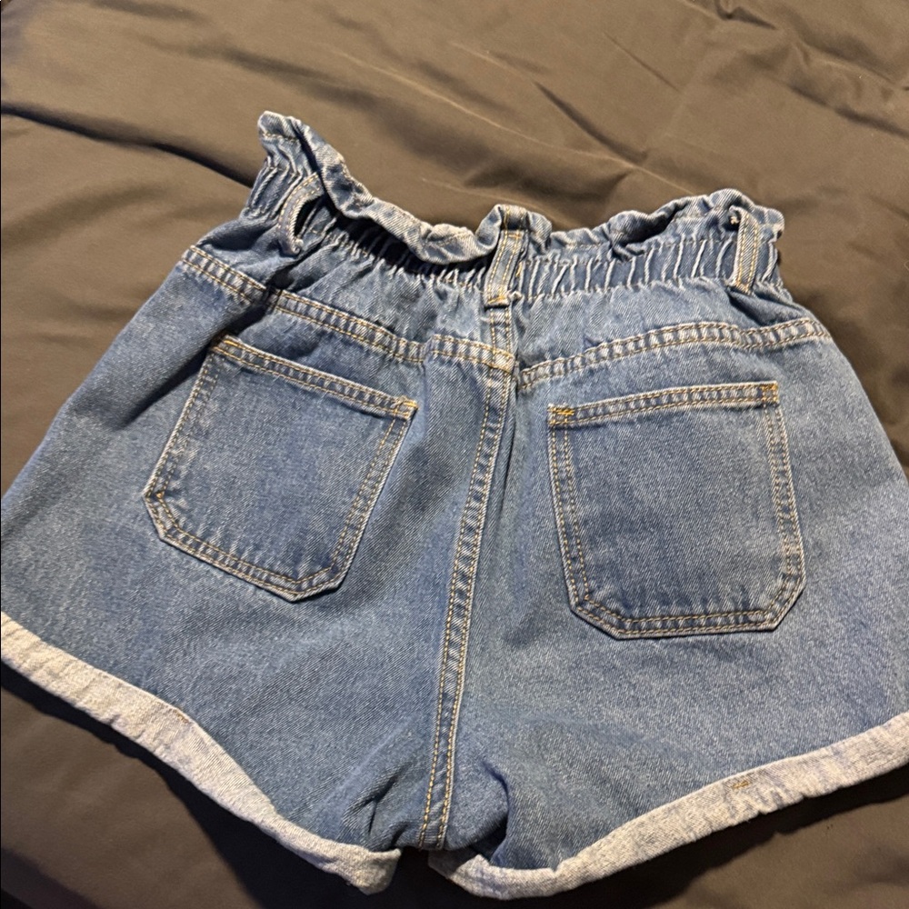 SHEIN Blue Elastic Waist Jean Shorts - Picture 2 of 2